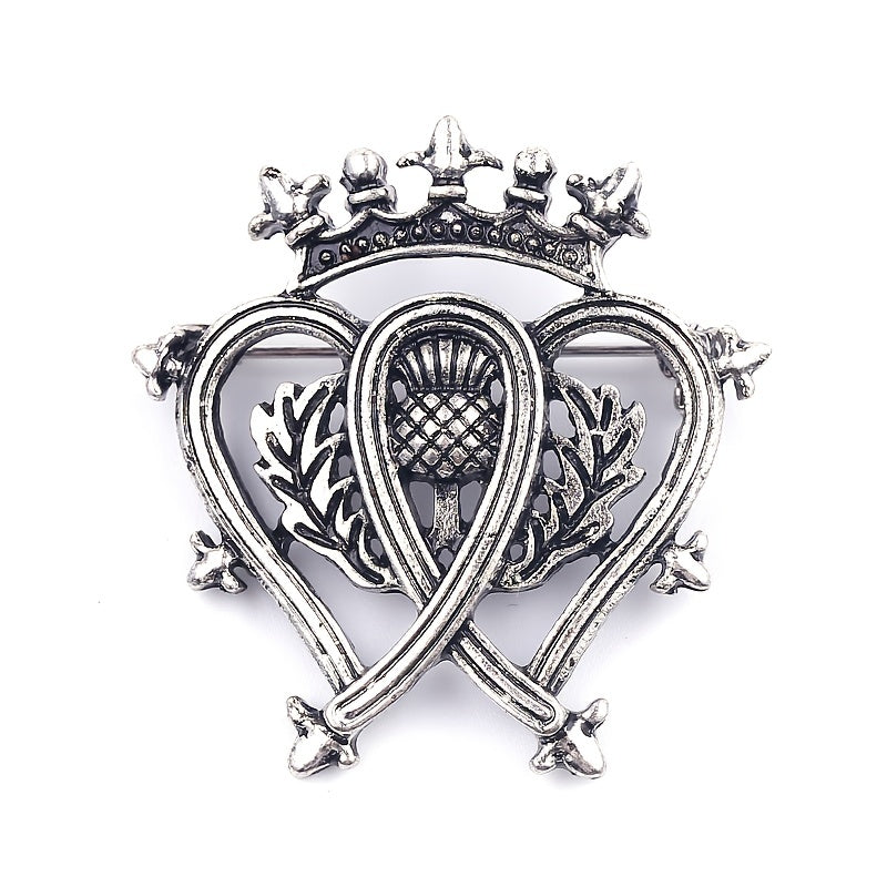 Vintage Crown Heart Brooch Film TV Backpack Jacket Hat Scarf Accessory