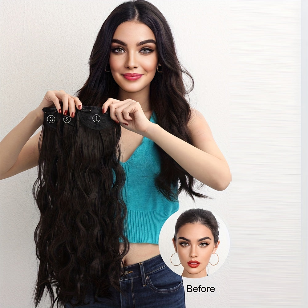 Clip In Hair Extension Synthetic Curly Wavy Brown Hair Extensions