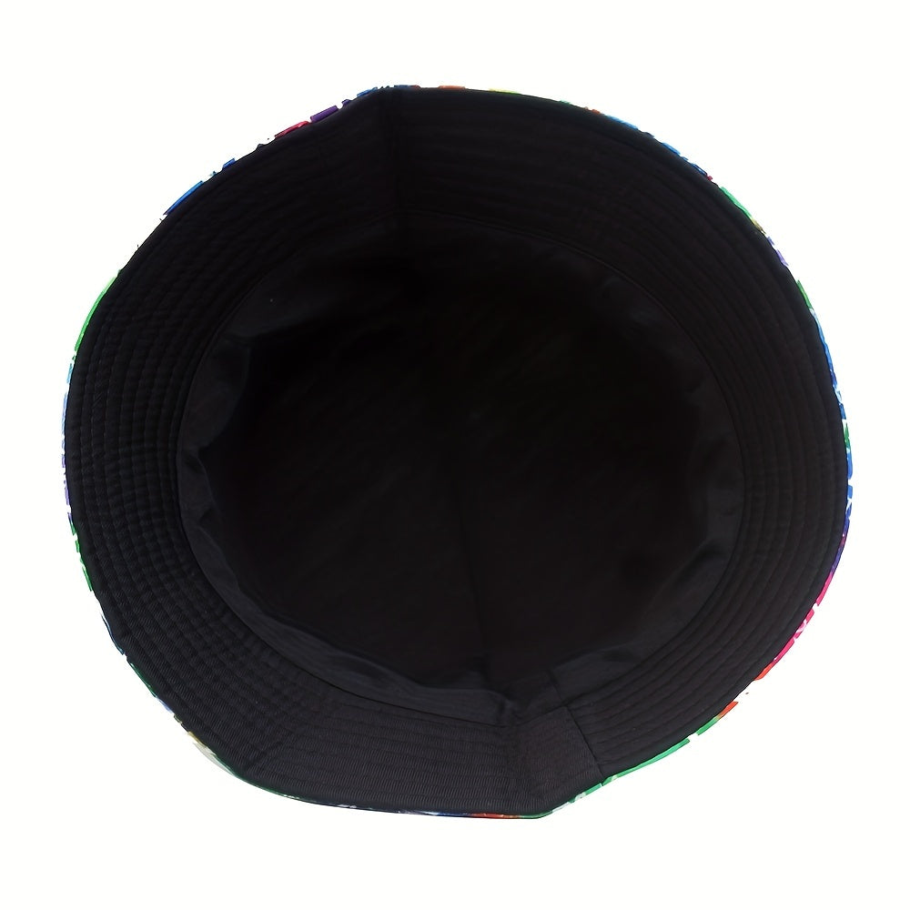 Letter Graffiti Bucket Hat Double Sided Wear Mens Womens Sunshade
