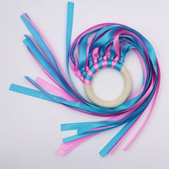 Wooden Ribbon Ring Toy Circle Toy With Bells For Kids