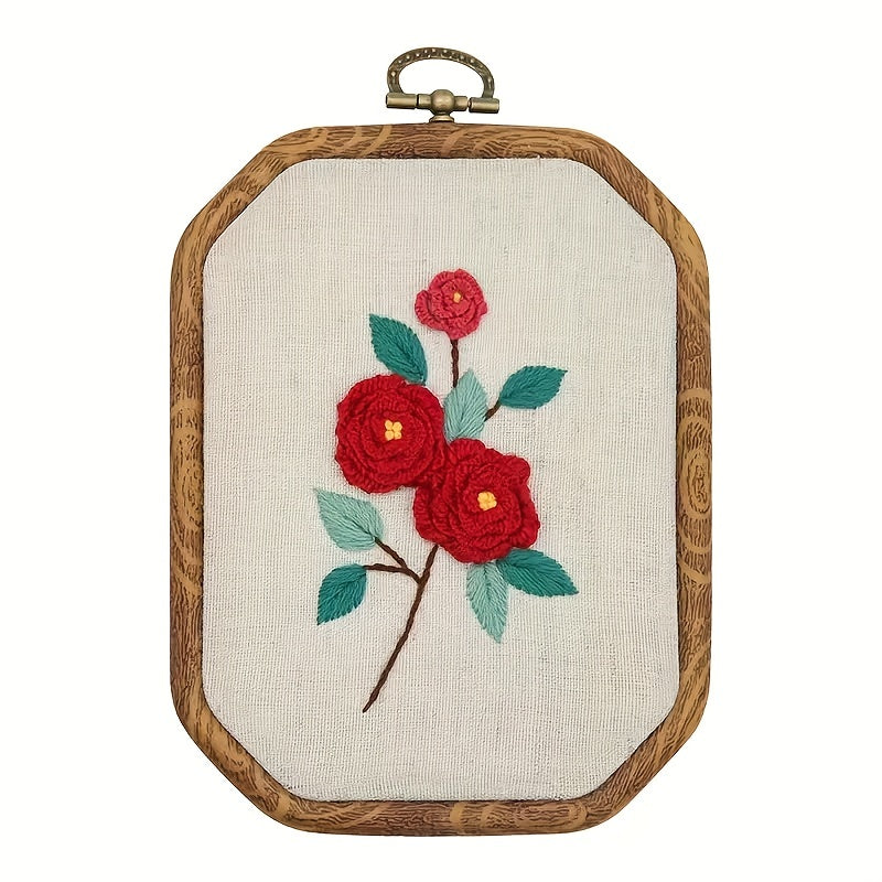 Floral Octagonal Embroidery Kit for Beginners - Cross Stitch Craft Kit