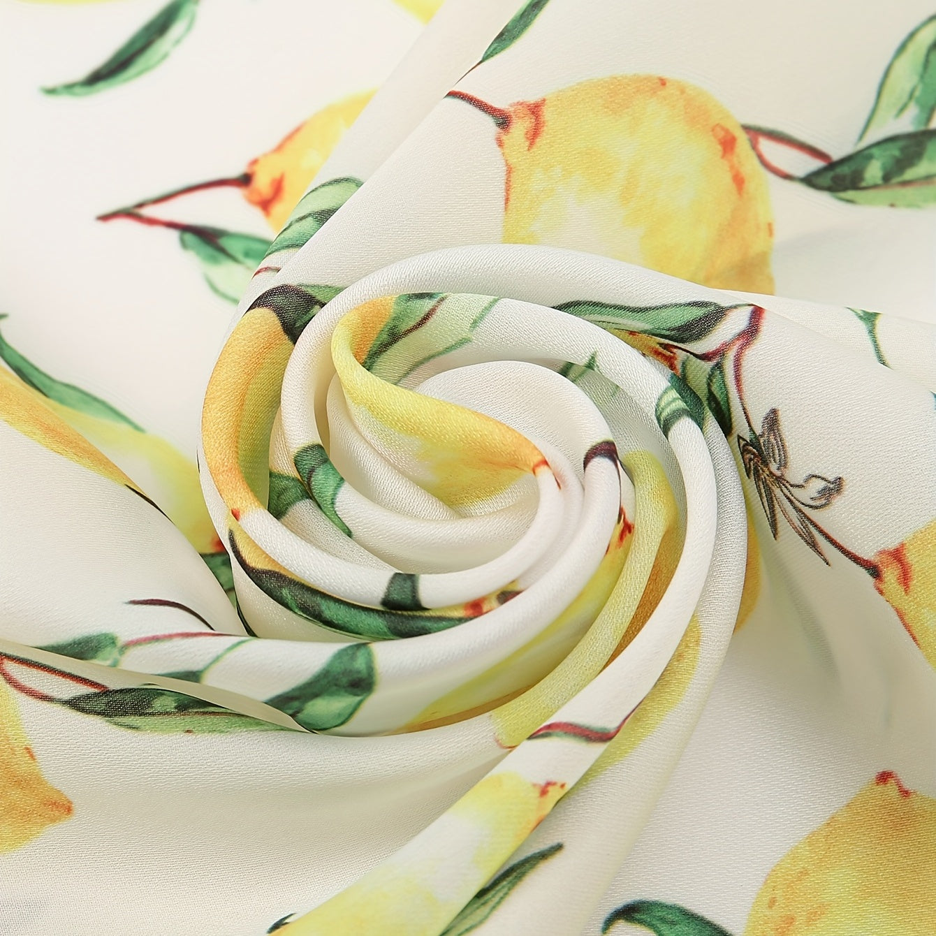 Lemon Print Yellow Bandana Casual Square Scarf Neckerchief Women