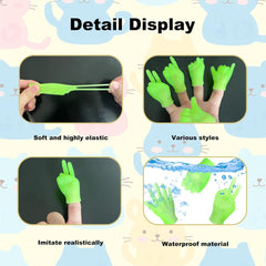 30pcs Glow in the Dark Green Mini Hands Rubber Finger Puppets