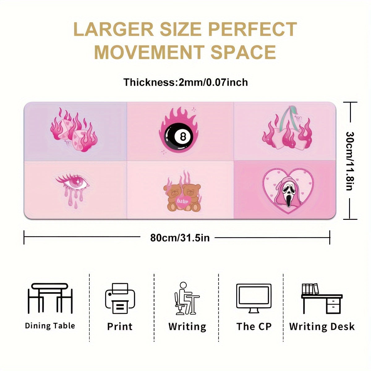 Anime Mouse Pad Baby Bear Large Gaming Keyboard Pad Non Slip Rubber Base