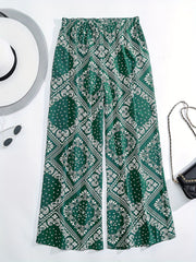 Patchwork Print Wide Leg Boho Pants