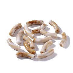 10pcs Two Tone Acrylic Curved Tube Beads for Women's Jewelry Making