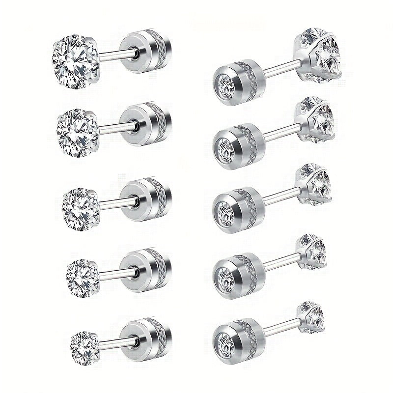 Rainbow Zircon Titanium Steel Stud Earrings Hypoallergenic Spiral Stud Earrings