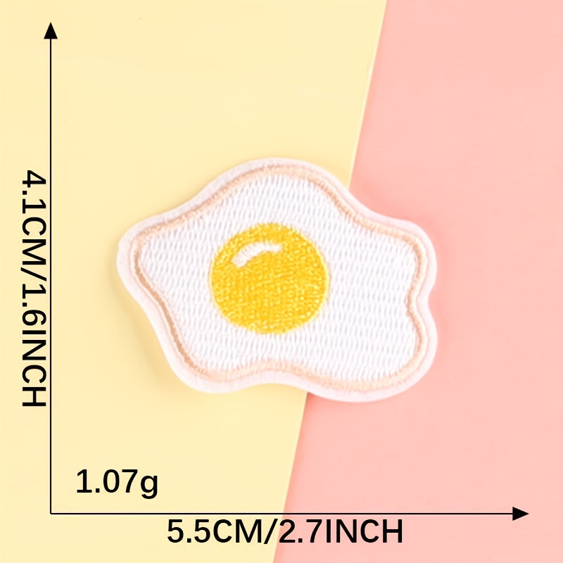 6pcs Hamburger Leaf Egg Cake Embroidery Patches Fabric Art Decor DIY Clothes Acc