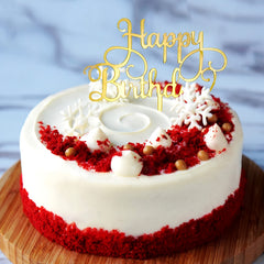 6pc Golden Happy Birthday Cake Toppers Acrylic Decorations