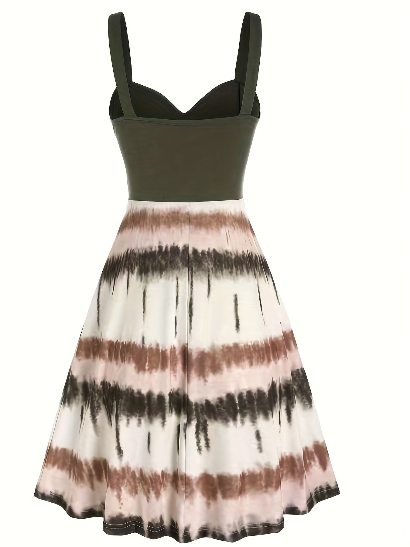  Colorblock Tie Dye V Neck A line Cami Dress
