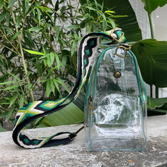 Transparent Zipper Sling Bag with Vintage Strap