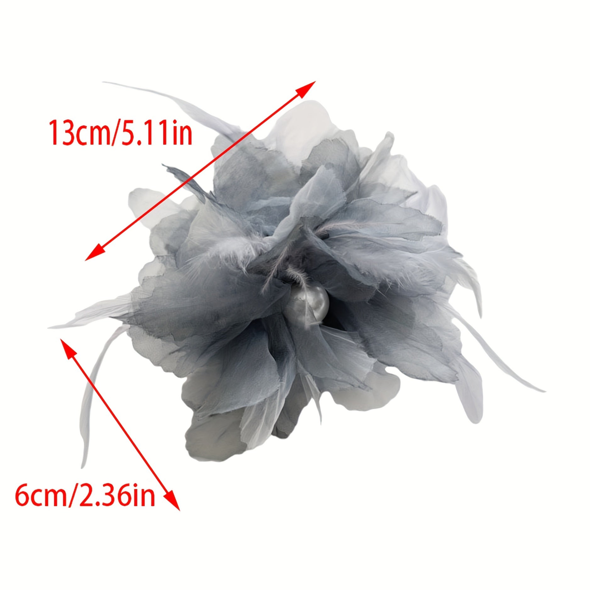 Large Yarn Hair Claw Clip with Faux Pearl and Simulation Feather