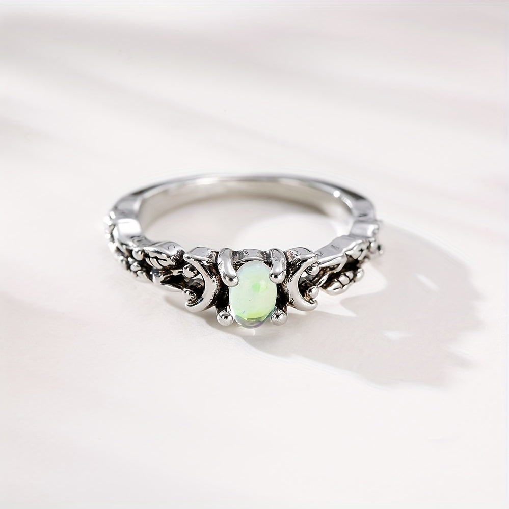 Men's Silvery Faux Moonstone Ring - Delicate Design