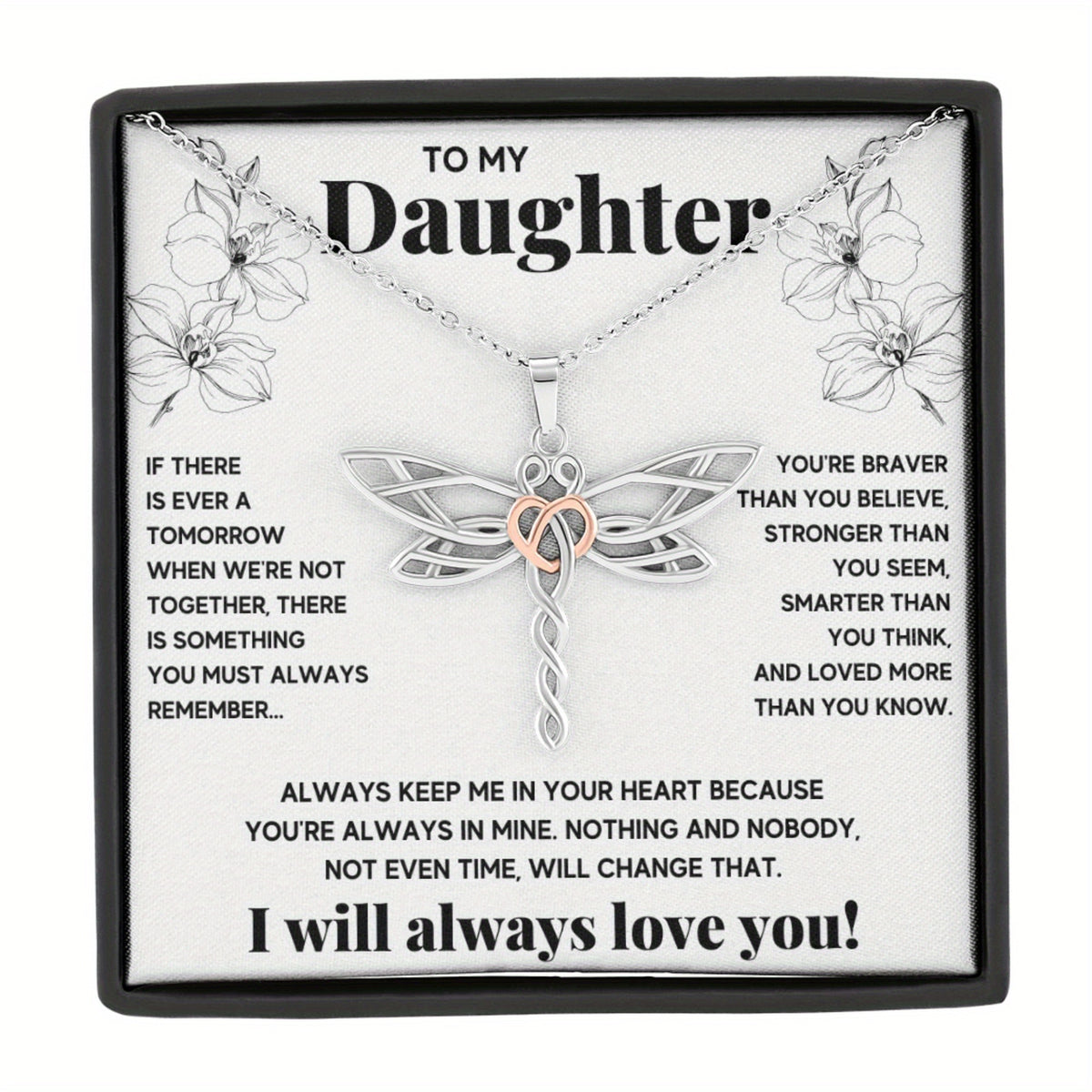 Dragonfly Pendant Necklace With Message Card - Gift For Daughter