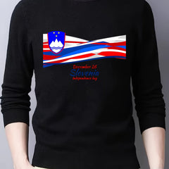 Slovenian Flag Men's Long Sleeve Knitted Sweater