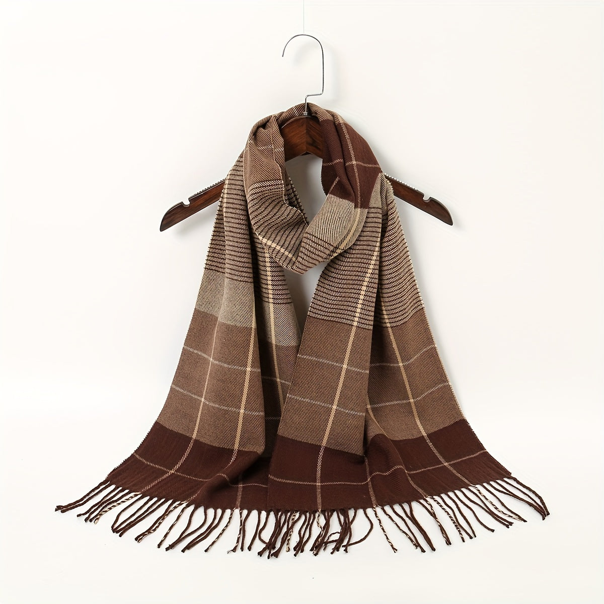 Geometric Plaid Scarf Sunscreen Fringed Shawl