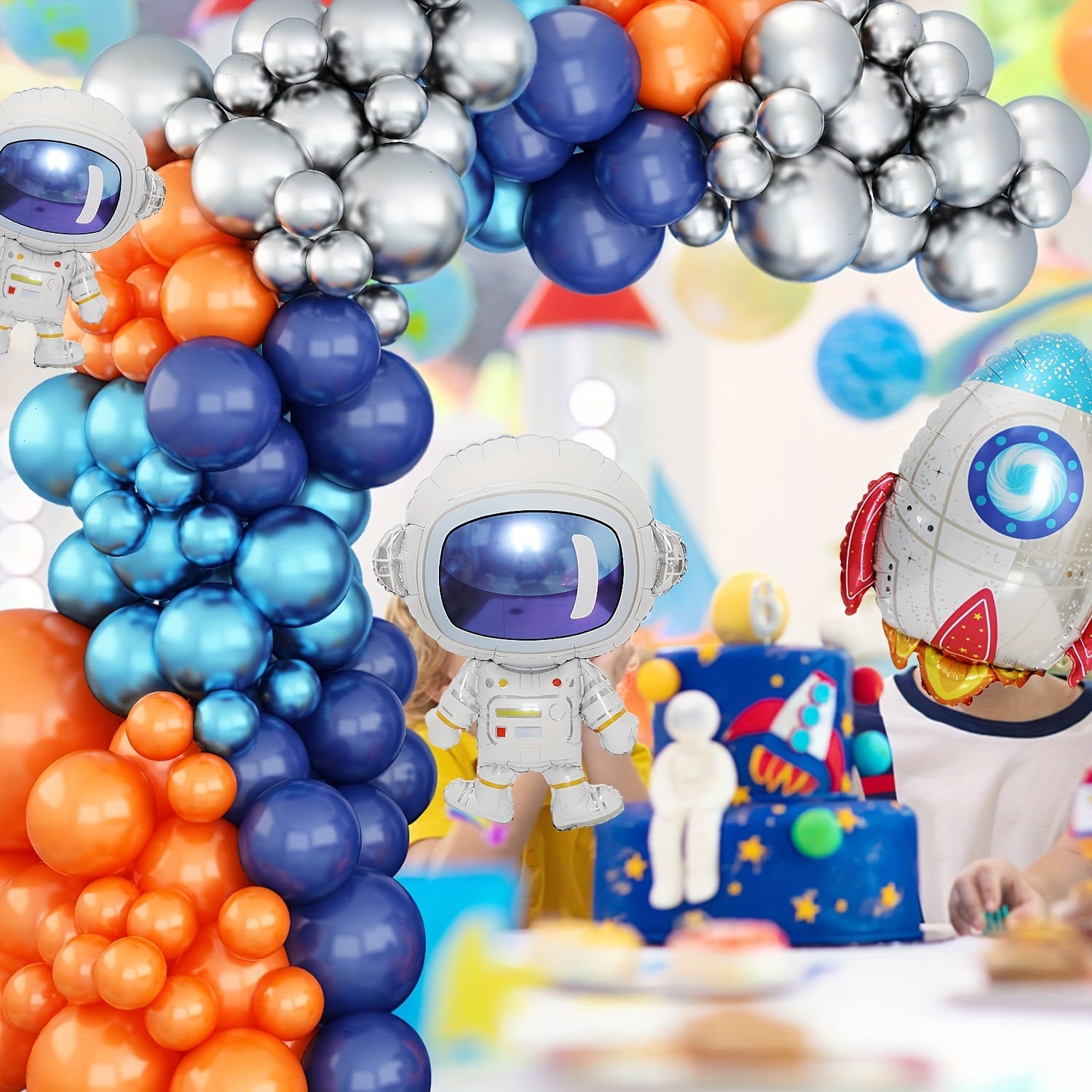 Space Party Supplies Set: Astronaut & Rocket Foil Balloons