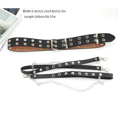 Women Chain Strap Belt Gothic Adjustable Pu Leather Belt Women Punk