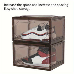 Plastic Stackable Shoe Rack Box with Door for Entryway