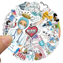50 Nurse Themed Doodle Stickers for Laptops and More