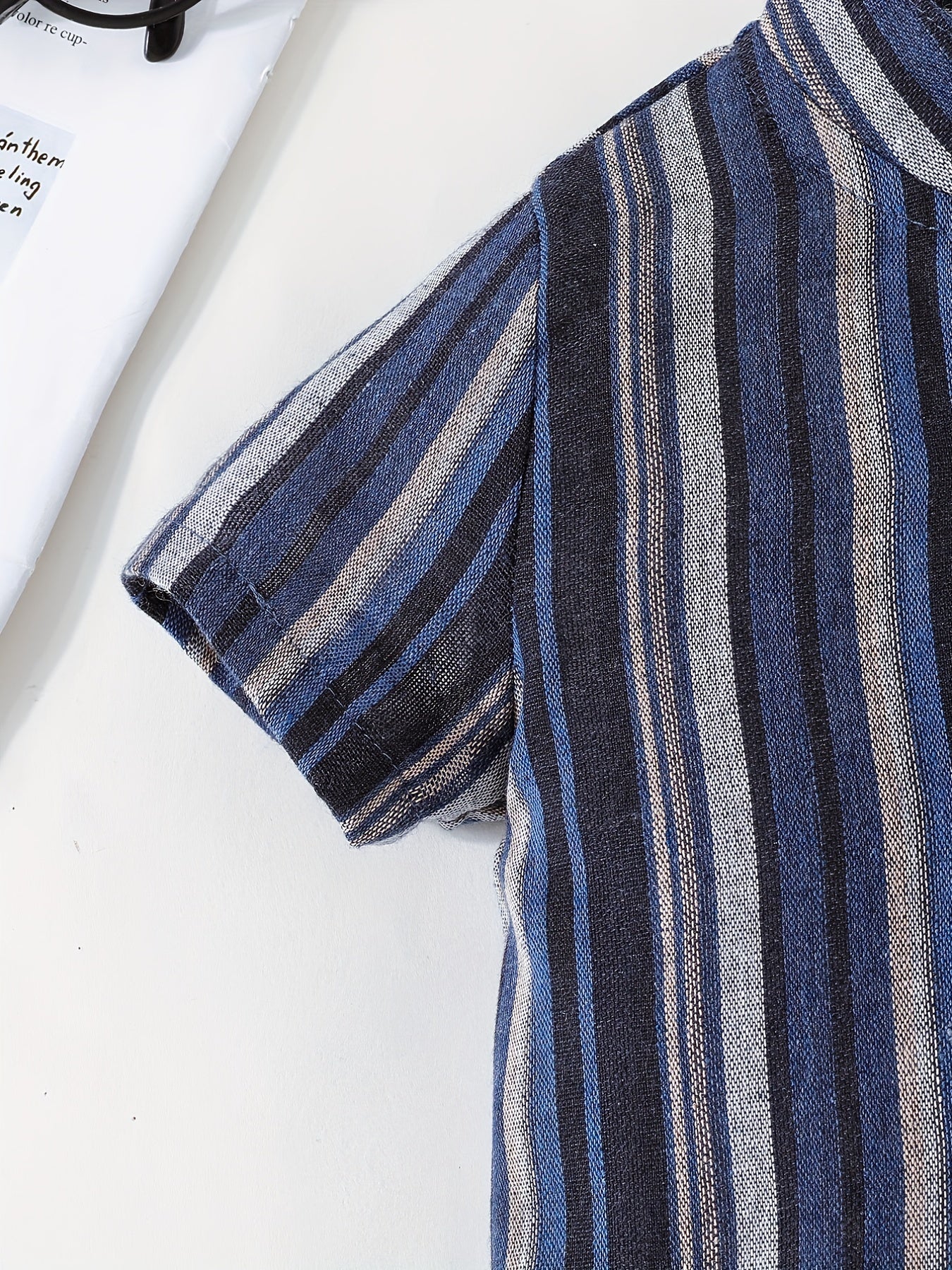 Striped Button Short Sleeve Shirt Toddler Boys Casual Clothing