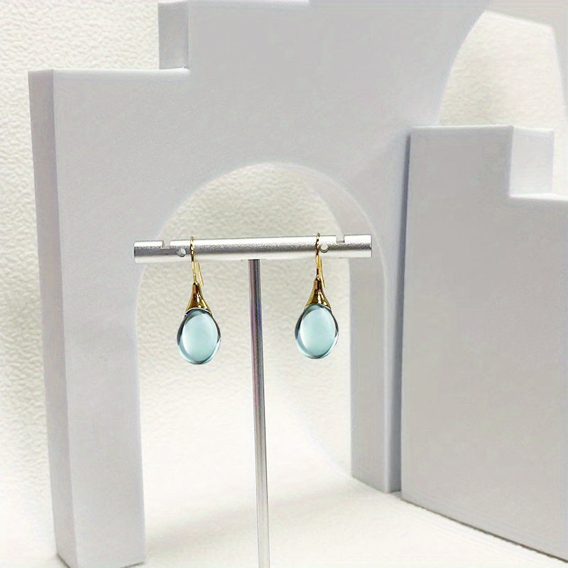 Men's Drop Shape Inlaid Opal Earrings - Four Colors Gemstone Earrings