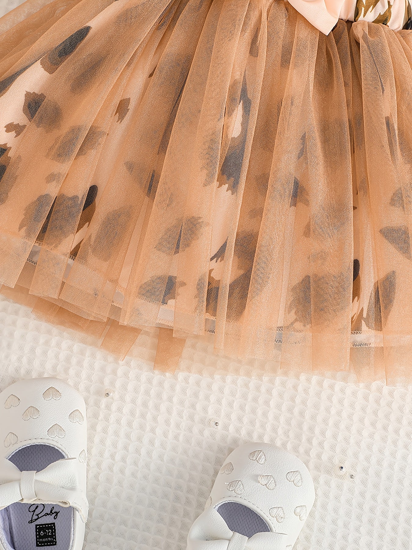 Girls Leopard Tulle Splicing Princess Dress
