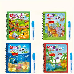 4pcs Reusable Magic Watercolor Books for Kids Educational Cartoon Coloring Set