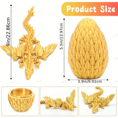 Golden Dragon Statue with Pterosaur Egg - Home Decor Gift for Fantasy Collectors