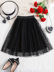 Girls Heart Graphic Mesh Tutu Skirt High Waist for Party