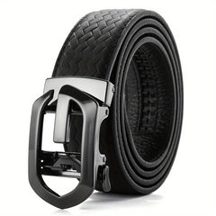 Men's Cowhide Belt w/Automatic Buckle Classic Woven Pattern