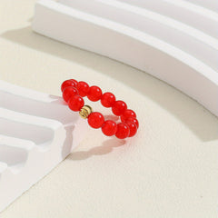 Natural Bead Ring 18k Plated Waterish Stacking Jewelry