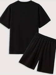 Boy's Street Style 2pcs T shirt & Shorts Set Hoodie Bear Pattern Kid's Clothes