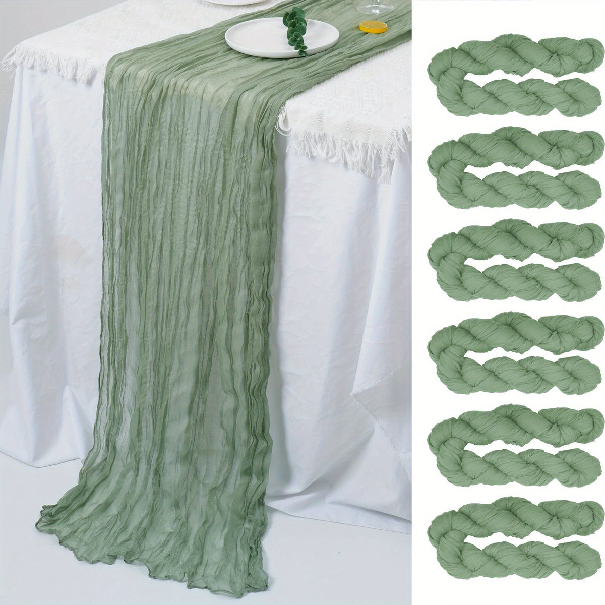 Boho Cheesecloth Table Runner for Wedding Bridal Shower Holiday