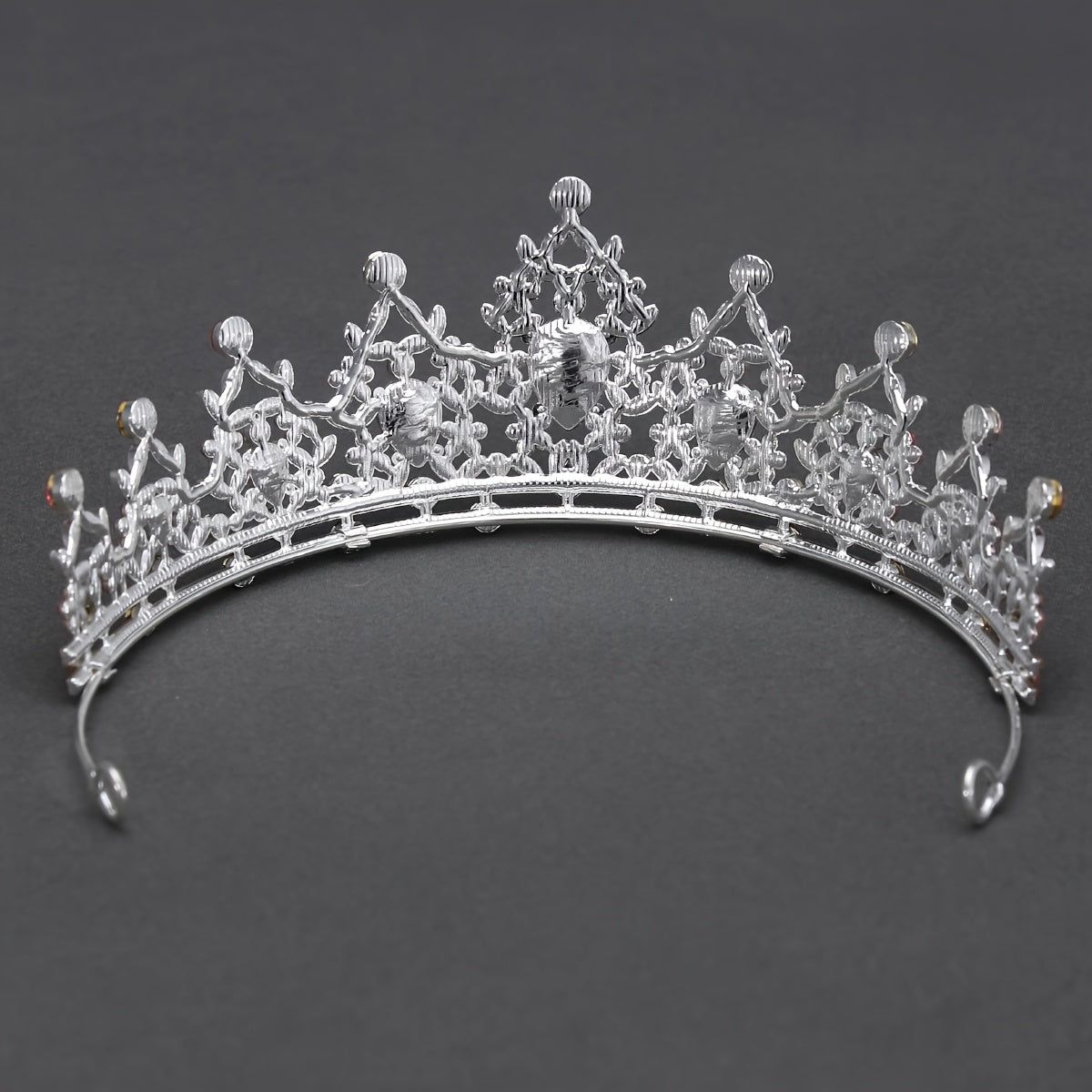 Yabeni Pink Crown Hair Accessory with Rhinestones for Wedding Party