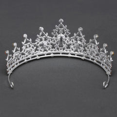 Yabeni Pink Crown Hair Accessory with Rhinestones for Wedding Party