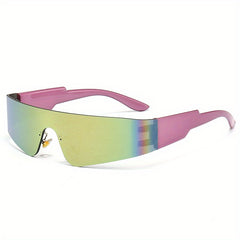 Y2K Rimless Sunglasses Cyberpunk Mirror Lens UV400