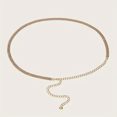 Rhinestone Metal Girdle Dress Chain Belt Golden & Silvery Women