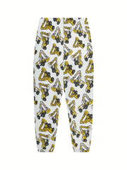 Boys Excavator Cotton Pajamas Set Long Sleeves Comfortable Homewear