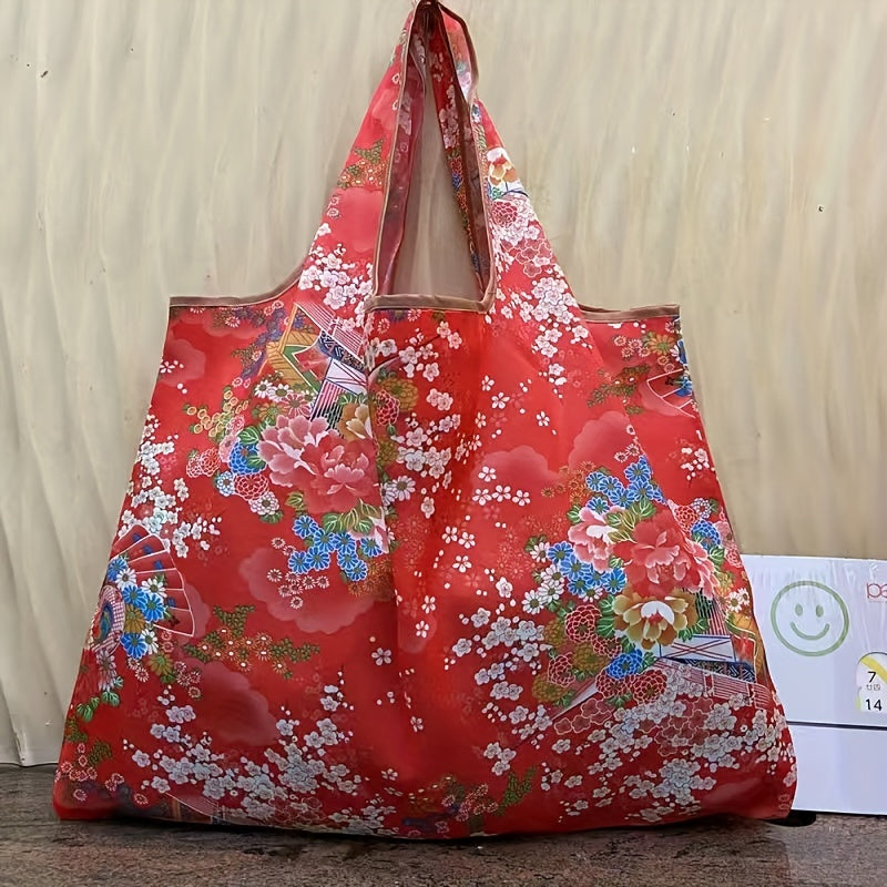 Foldable Casual Tote Bag Large Capacity Lightweight Durable Shoulder Bag