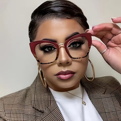 Cat Eye Glasses Clear Lens Women Men's Light Blocking Large Frame Optical Unisex