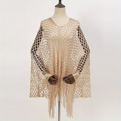 Fishnet Hollow Out Shawl Solid Bikini Cover Up Windproof Cape Wraps