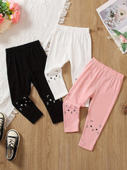 3pcs Girls Cat Print Leggings For Winter