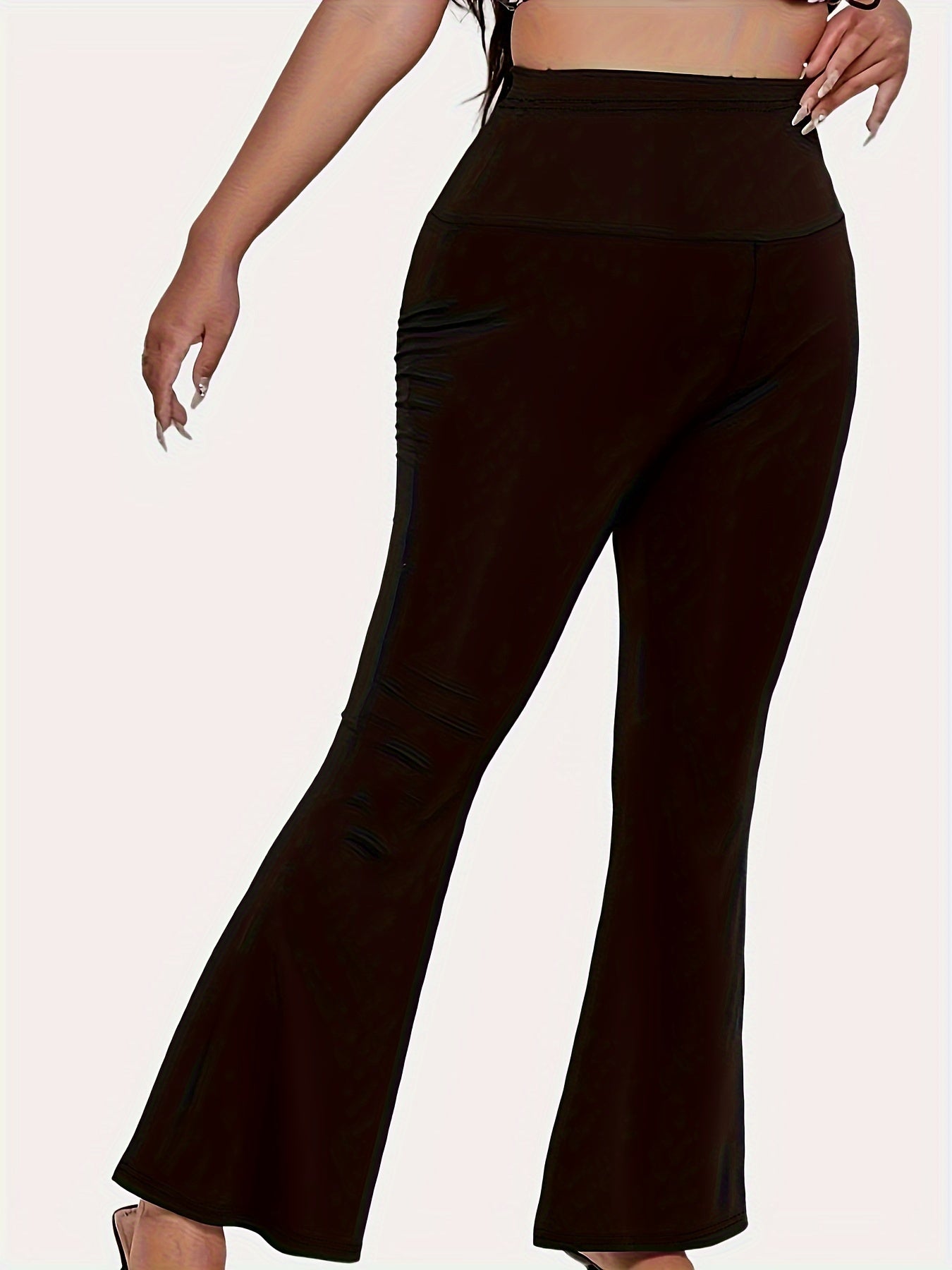  Tummy Control Wide Waistband Flared Leg Trousers