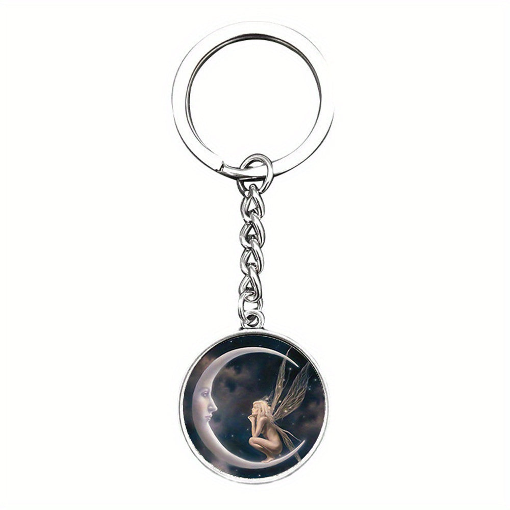 Moon Fairy Keychain Fantasy Key Ring Purse Bag Charm Earbud Case Accessory