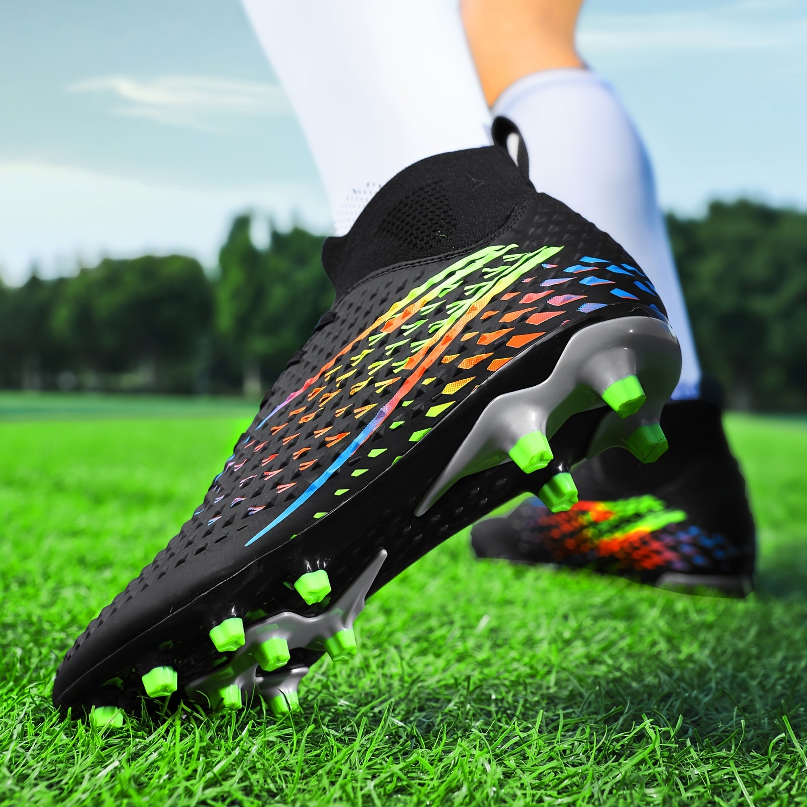 Boys High Top Non Slip Football Cleat Spikes Outdoor Soccer Cleats