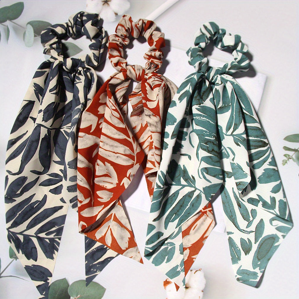 3pcs Hawaiian Tropical Prints Ribbon Band Hair Scarf Boho Style Head Band