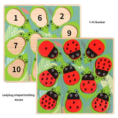 Ladybug Wooden Stacking Game Counting Math Toy Colorful Educational Toy