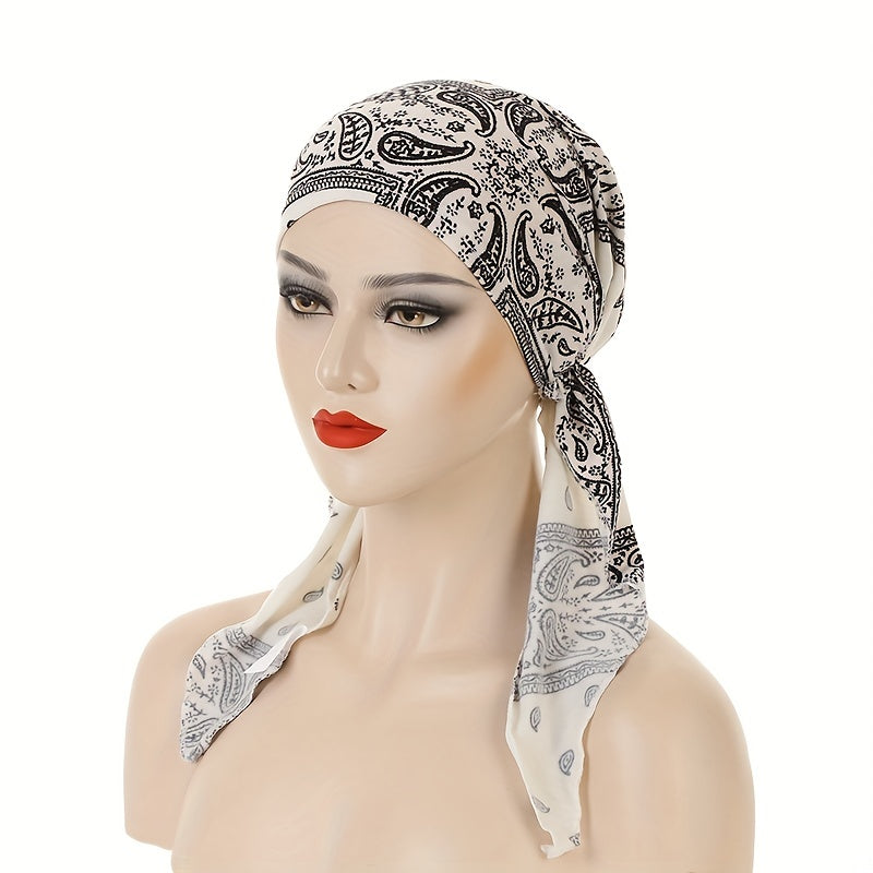 Paisley Print Head Wrap Turban Cap Headscarf Ramadan Hijab Chemo Cap