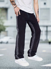 Men's Casual Distressed Straight Leg Jeans with Pockets